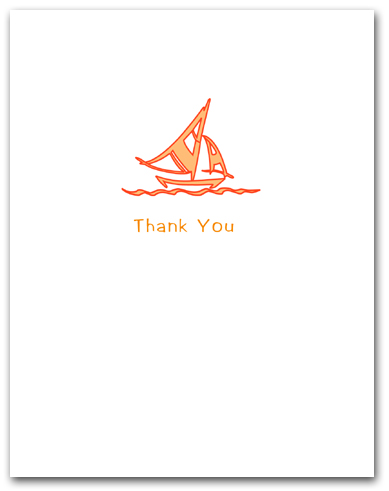 Bright Orange Sailboat Thank You Larger