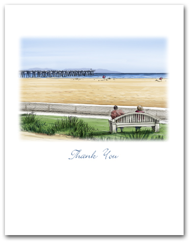 Hermosa Beach Noble Park Pier Catalina Beach View Small Thank You Vertical Larger