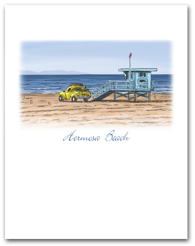 Lifeguard Tower Yellow Truck on Beach Small Hermosa Beach California Vertical Larger