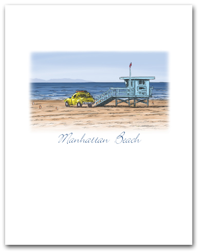 Lifeguard Tower Yellow Truck on Beach Small Manhattan Beach California Vertical Larger
