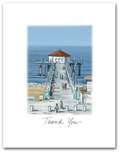 Manhattan Beach Pier California West Pacific Ocean Small Script Thank You Vertical Larger