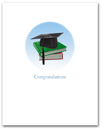 Small Circle with Graduation Mortar Board Books Congratulations Larger