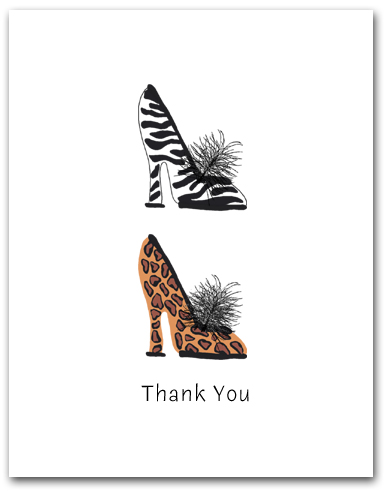 Two Womans High Heeled Shoes Leopard Zebra Patterns Stacked Thank You Larger