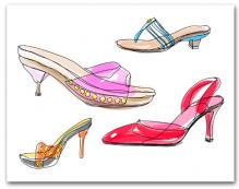 Four Colorful Straps High Heeled Womans Shoes