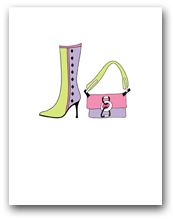 One Lavender Light Green Boot and Matching Purse