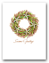 Small Seaweed and Sea Star Wreath Seasons Greetings